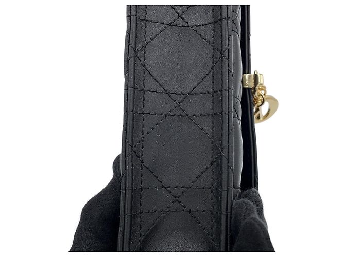 Pouch My Daily Pouch Cannage Christian Dior in pelle d'agnello nera Nero - vista 9