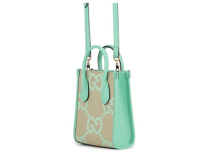 Gucci Jumbo GG Canvas Mini Tote Handbag Beige Green - view 2