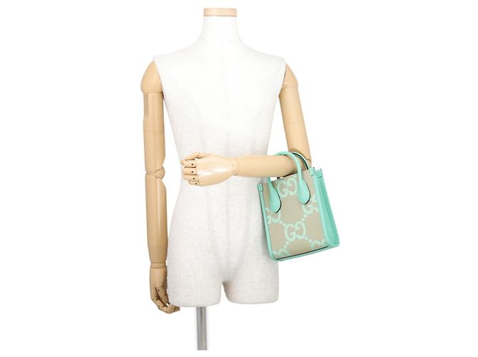 Gucci Jumbo GG Canvas Mini Tote Handbag Beige Green - view 4
