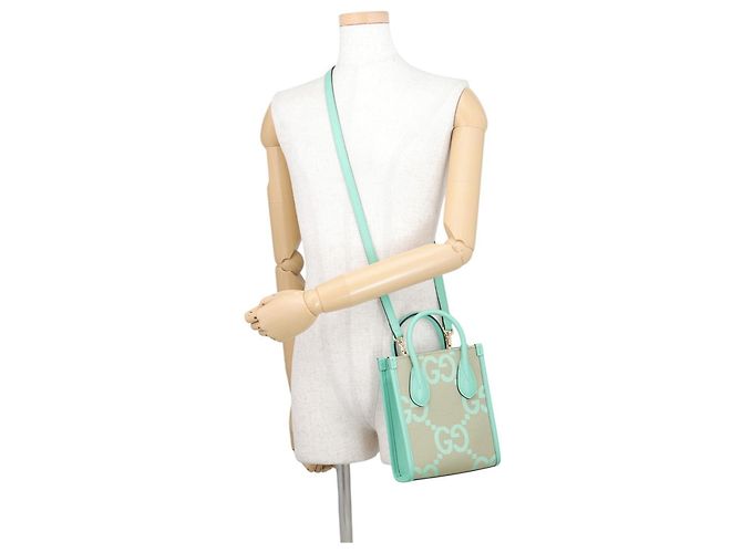 Gucci Jumbo GG Canvas Mini Tote Handbag Beige Green - view 5