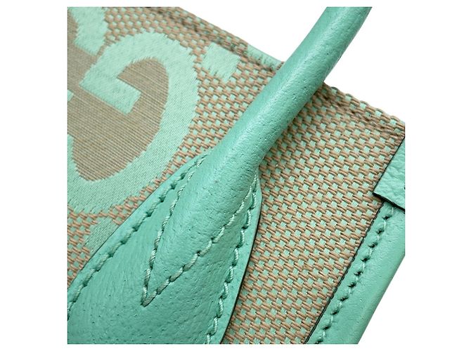 Gucci Jumbo GG Canvas Mini Tote Handbag Beige Green - view 7