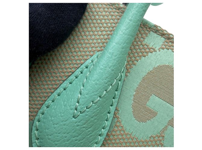 Gucci Jumbo GG Canvas Mini Tote Handbag Beige Green - view 8