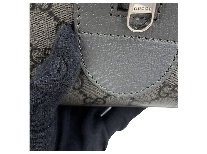 Borsa Boston Gucci GG Supreme Ophidia in pelle Marrone - vista 7