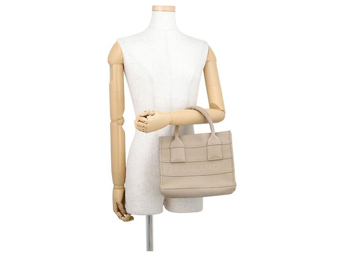 Borsa a mano Beach Small in tela Salvatore Ferragamo Beige - vista 4