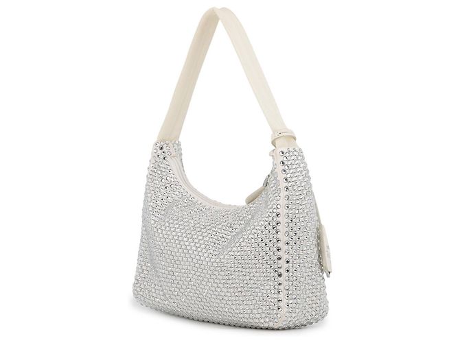 Saffiano Borsa Prada Re Edition 2000 Terry Rhinestone Bianco - vista 2