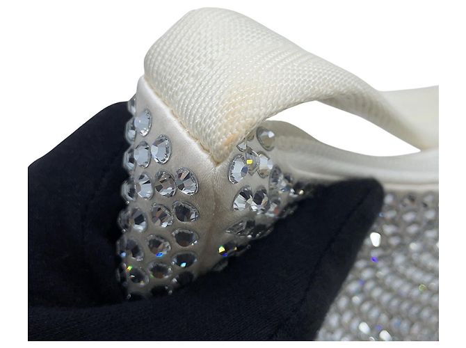 Saffiano Borsa Prada Re Edition 2000 Terry Rhinestone Bianco - vista 6