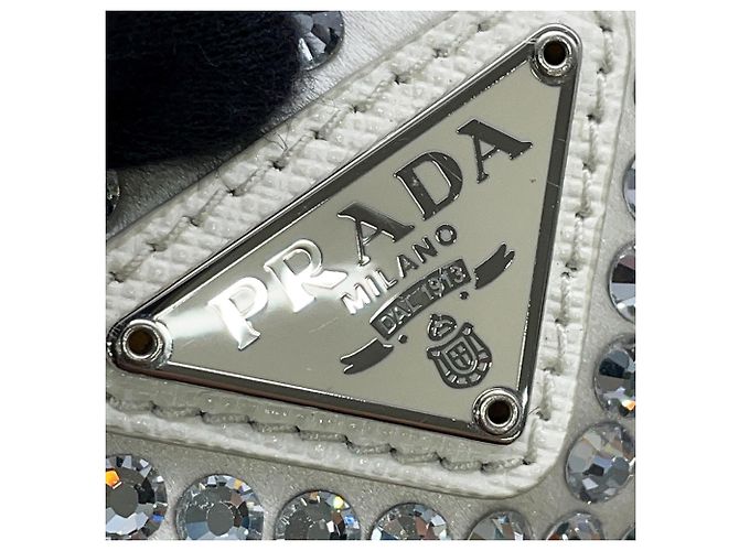 Saffiano Borsa Prada Re Edition 2000 Terry Rhinestone Bianco - vista 8