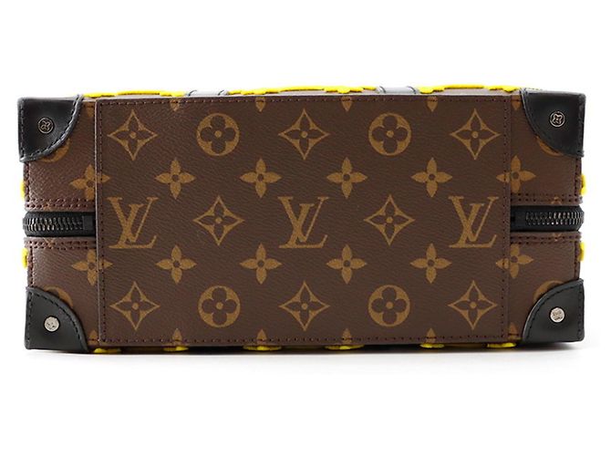 Sac à épaule Louis Vuitton Monogram Tuffetage Speedy Soft Trunk Marron Noir Jaune - vue 3