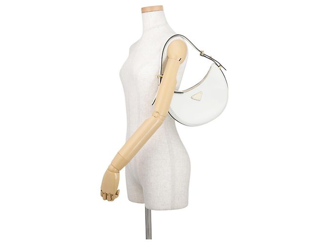 Prada Arche Small Schultertasche aus weißem Leder - Ansicht 4