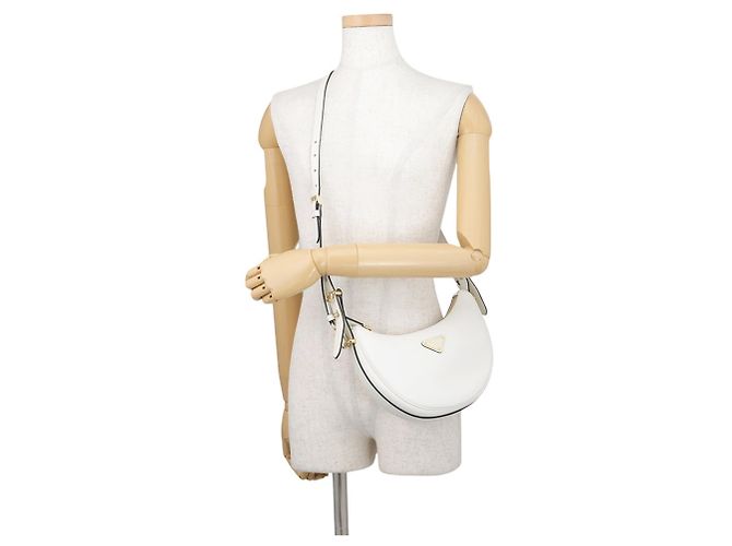Prada Arche Small Schultertasche aus weißem Leder - Ansicht 5