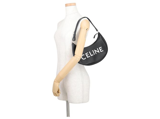Céline Borsa a spalla Celine Ava in pelle Nero Bianco - vista 4