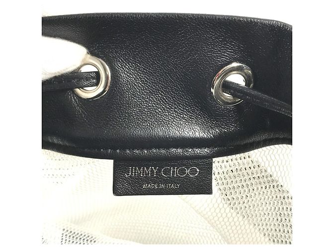 Jimmy Choo Juno Mesh Crossbody-Tasche mit Logo Schwarz Weiß - Ansicht 12