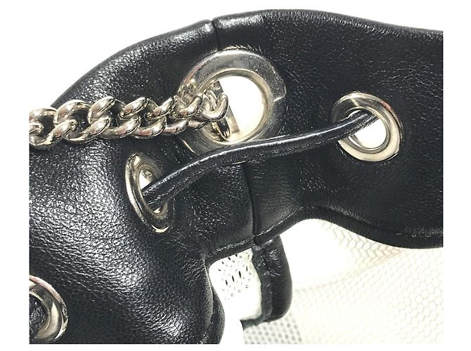 Jimmy Choo Juno Mesh Crossbody-Tasche mit Logo Schwarz Weiß - Ansicht 14