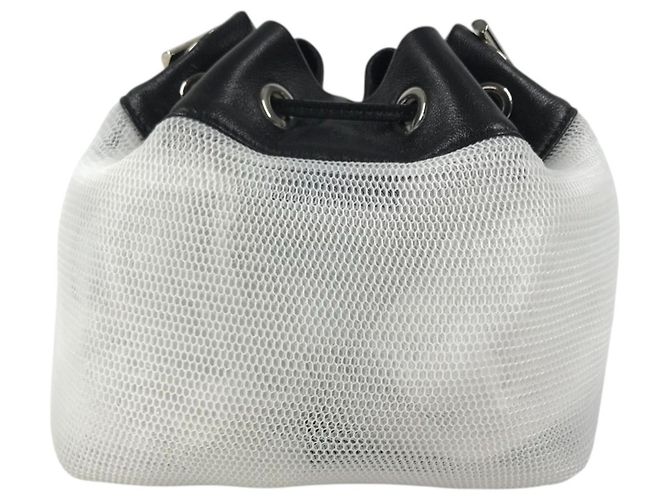 Jimmy Choo Juno Mesh Crossbody-Tasche mit Logo Schwarz Weiß - Ansicht 2