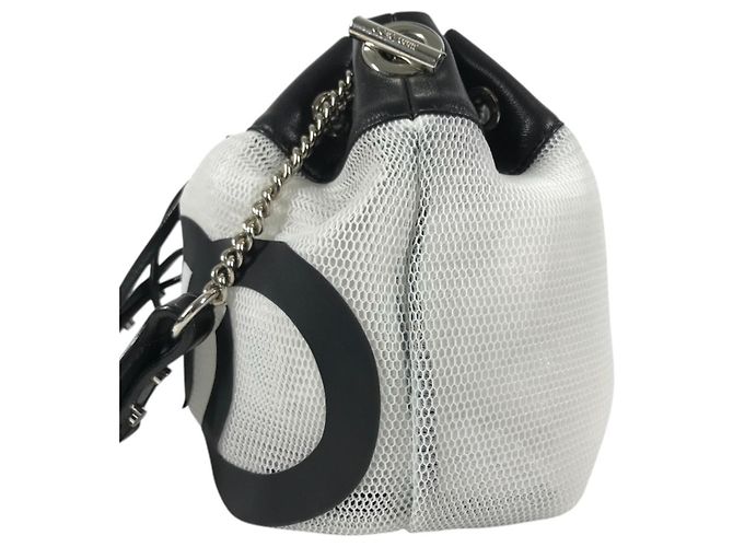 Jimmy Choo Juno Mesh Crossbody-Tasche mit Logo Schwarz Weiß - Ansicht 3