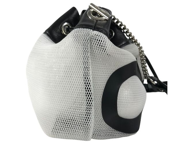 Jimmy Choo Juno Mesh Crossbody-Tasche mit Logo Schwarz Weiß - Ansicht 4