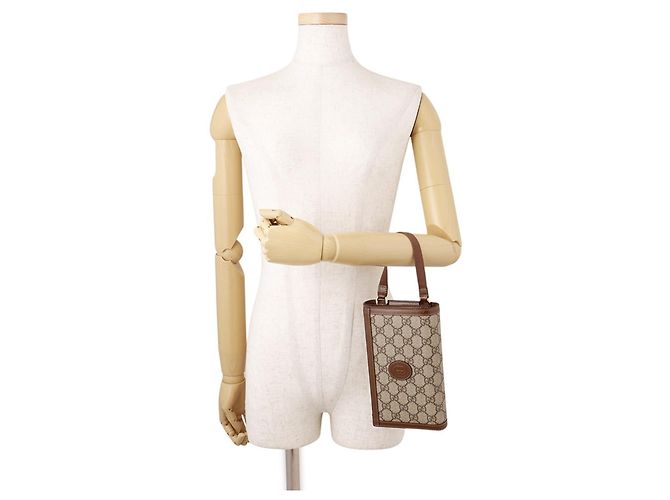 Gucci GG Supreme Lederhandtasche Braun - Ansicht 4