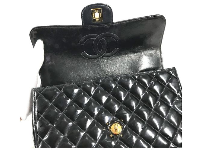 Chanel Vintage Handtasche mit oberem Griff Schwarz - Ansicht 12