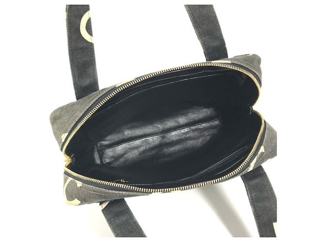 Sac à main cabas Chanel Vintage CC Coco Mark Logo Noir Blanc - vue 11
