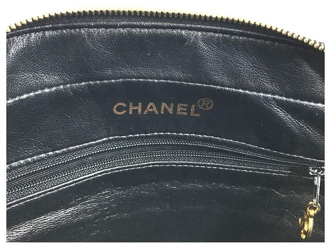 Sac à main cabas Chanel Vintage CC Coco Mark Logo Noir Blanc - vue 12