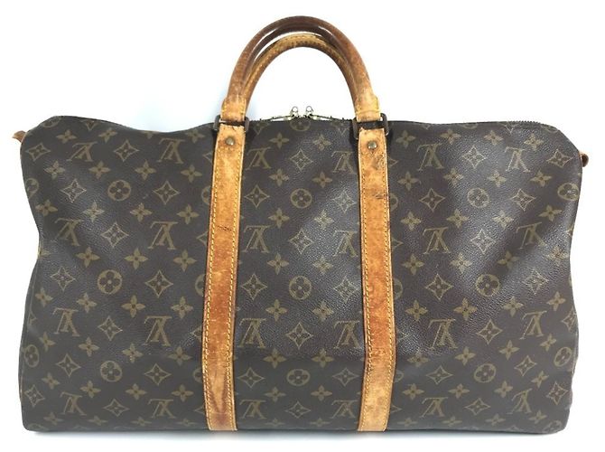 Louis Vuitton Monogram Keepall Bandoulière 50 Reisetasche Braun - Ansicht 10
