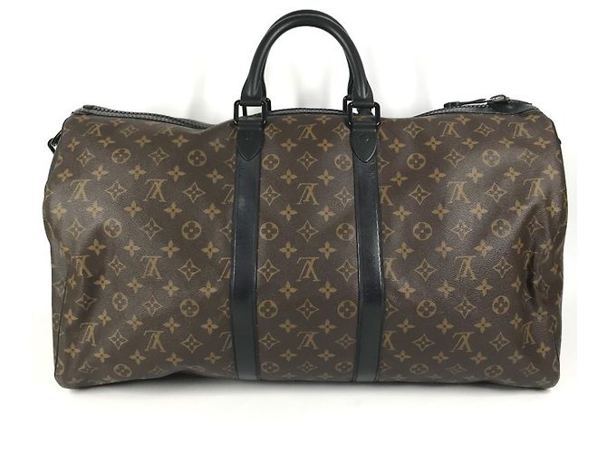 mala Louis Vuitton Monogram Waterproof Keepall Bandoulière 55 Marrom Preto - vista 2