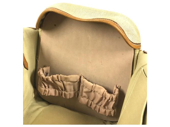 Hermès Borsa da toilette Hermes in pelle e tela beige Marrone - vista 12