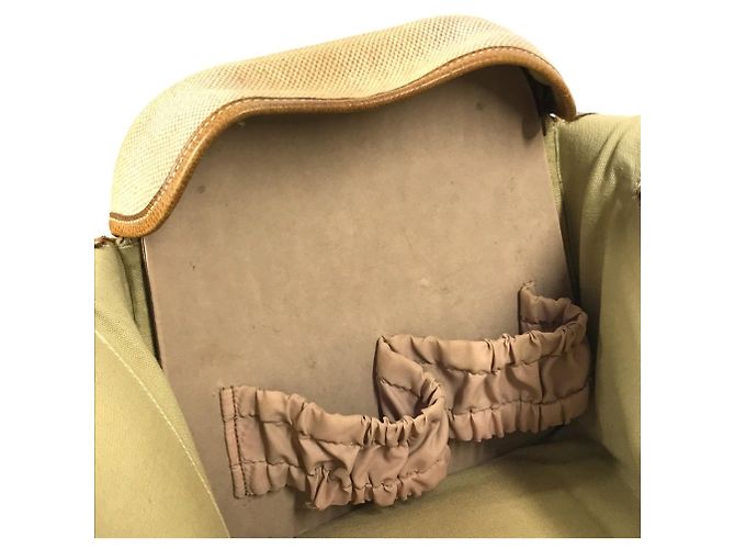 Hermès Borsa da toilette Hermes in pelle e tela beige Marrone - vista 13