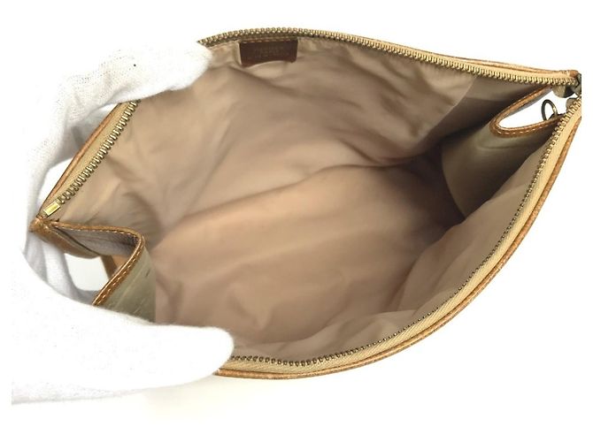 Hermès Borsa da toilette Hermes in pelle e tela beige Marrone - vista 17
