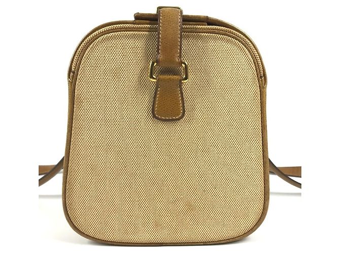 Hermès Borsa da toilette Hermes in pelle e tela beige Marrone - vista 4