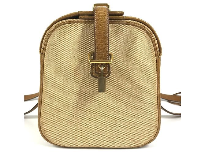 Hermès Borsa da toilette Hermes in pelle e tela beige Marrone - vista 5