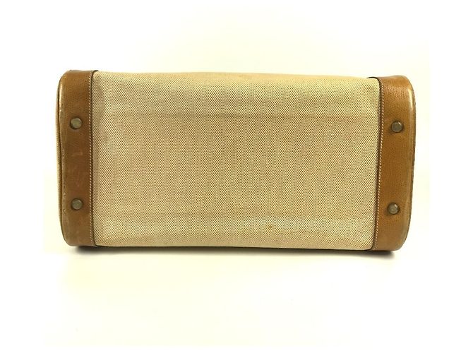 Hermès Borsa da toilette Hermes in pelle e tela beige Marrone - vista 6