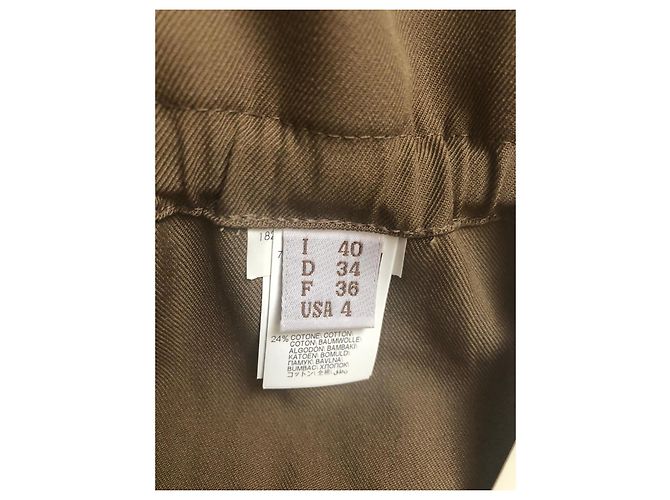 Brunello Cucinelli Calças afuniladas em lã virgem e algodão com cinto - Taupe Marrom - vista 10