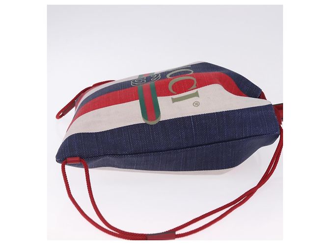 Gucci Logo Drawstring Striped Canvas Large Multicor - vista 3