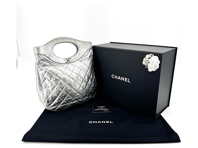 Chanel 31 Shopping gestepptes Kalbsleder Small Silber - Ansicht 3