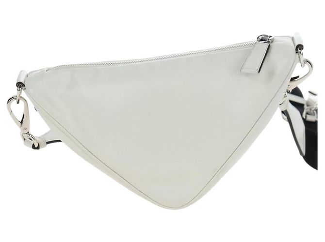 Prada Wristlet mit Triangle-Logo aus geprägtem Leder Weiß - Ansicht 2