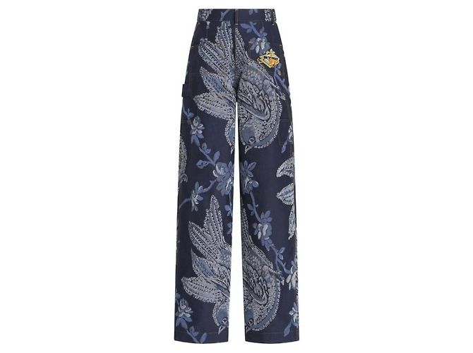 Etro Calças de Algodão Azuis Estampado Paisley Azul Azul escuro - vista 2