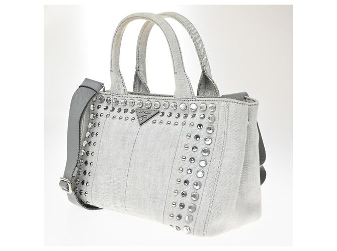 Prada Canapa Convertible adornado con cristales en lona Medium Castaño - vista 3