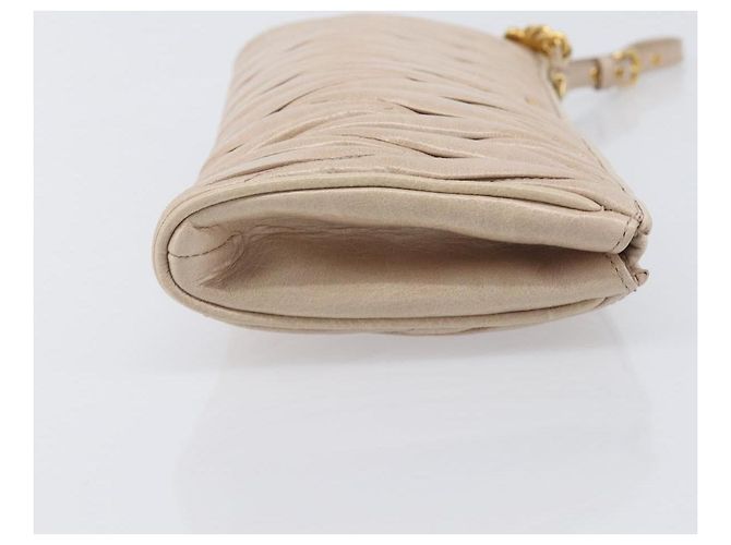 Pochette da polso con zip Miu Miu in pelle Matelassé Beige - vista 3
