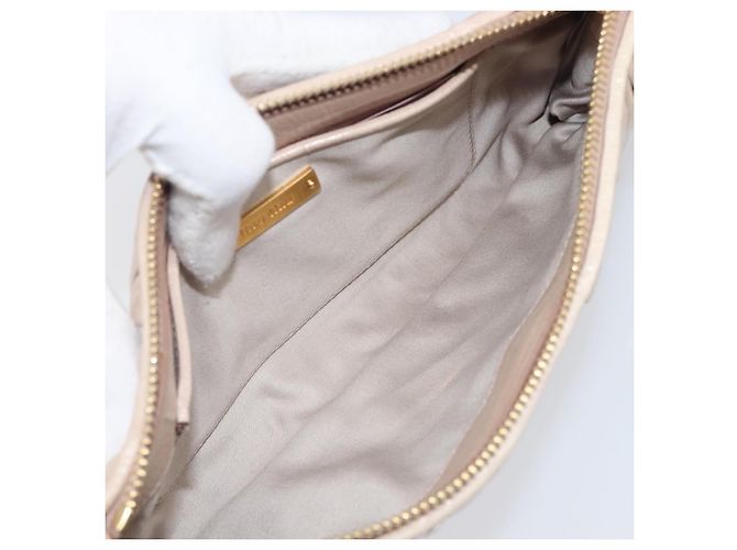 Pochette da polso con zip Miu Miu in pelle Matelassé Beige - vista 5