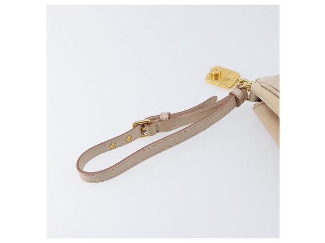 Pochette da polso con zip Miu Miu in pelle Matelassé Beige - vista 7