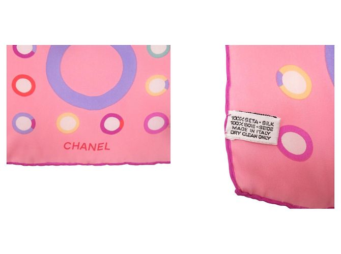 Chanel Logo Seidentuch in mehrfarbigem Rosa Pink Mehrfarben - Ansicht 3