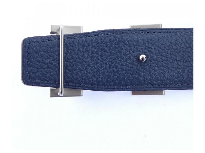 Hermès Cinturón reversible Hermes H 32mm Negro Azul marino - vista 3