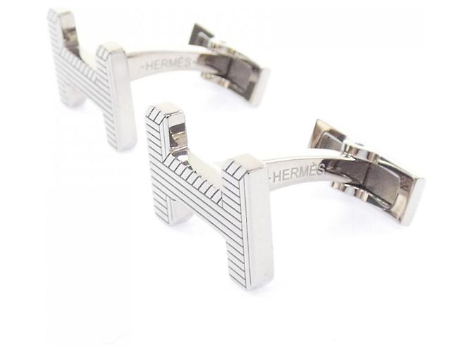 Hermès Boutons de manchette Hermes Silver Argenté - vue 2