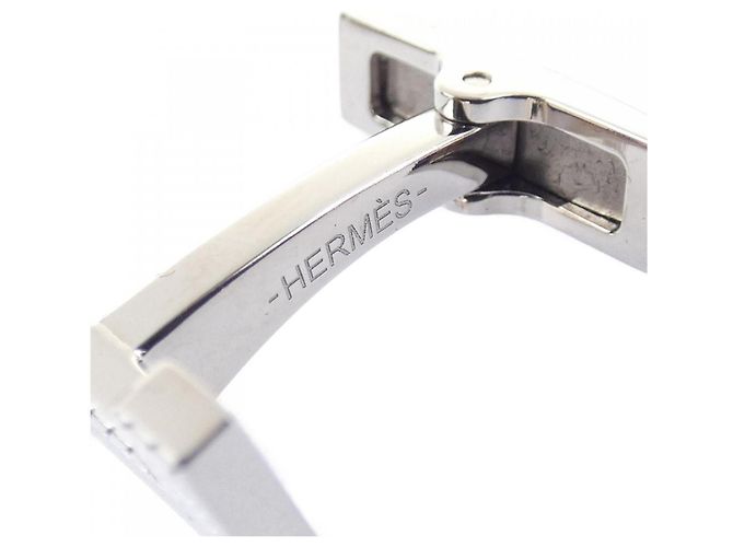 Hermès Boutons de manchette Hermes Silver Argenté - vue 3