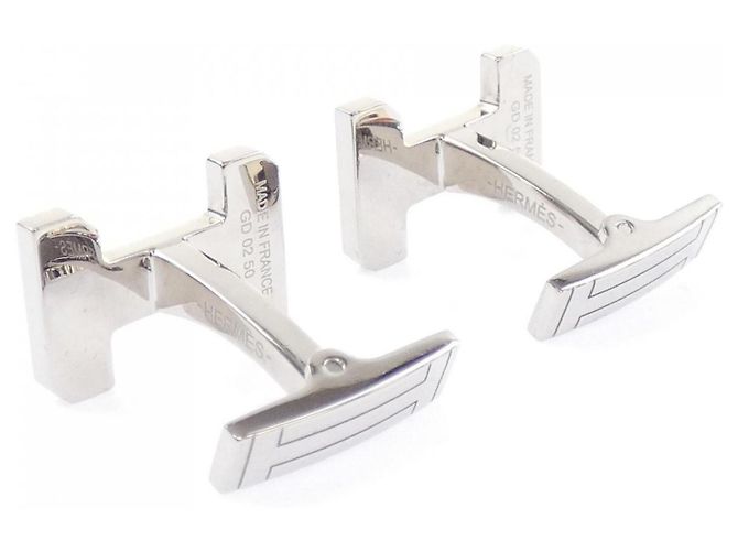 Hermès Boutons de manchette Hermes Silver Argenté - vue 4