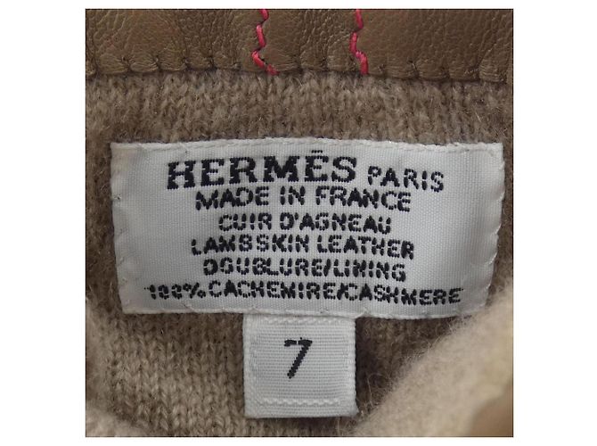 Hermès Guanti caldi in cashmere marrone Hermes - vista 3