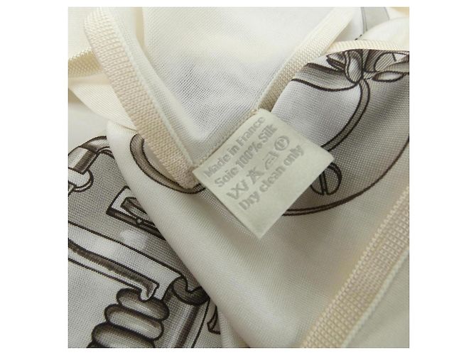 Hermès Hermes MORS ET GOURMETTES Pañuelo Cuadrado Liso Muffler Blanco - vista 3
