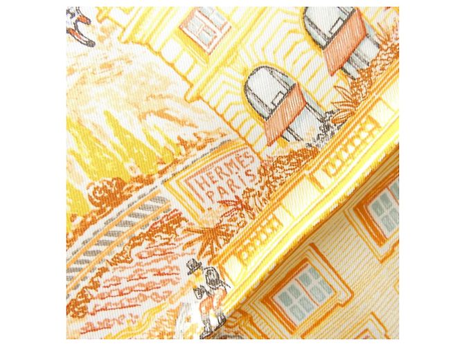Hermès Pañuelo Hermes LES FOLIES DU FAUBOURG Carre Muffler Azul Naranja - vista 2