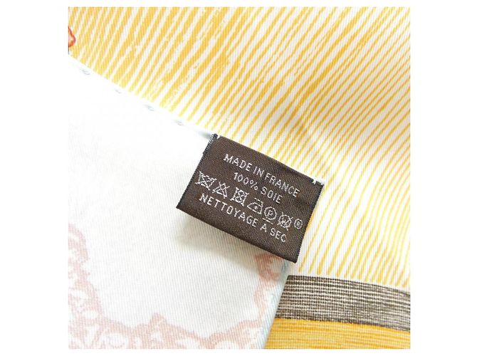 Hermès Pañuelo Hermes LES FOLIES DU FAUBOURG Carre Muffler Azul Naranja - vista 3
